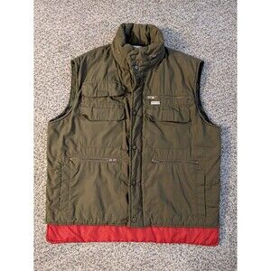 Vtg Windbreaker  Vest Large Utility 8  pocket hood Full Zip  Fishing Hunting